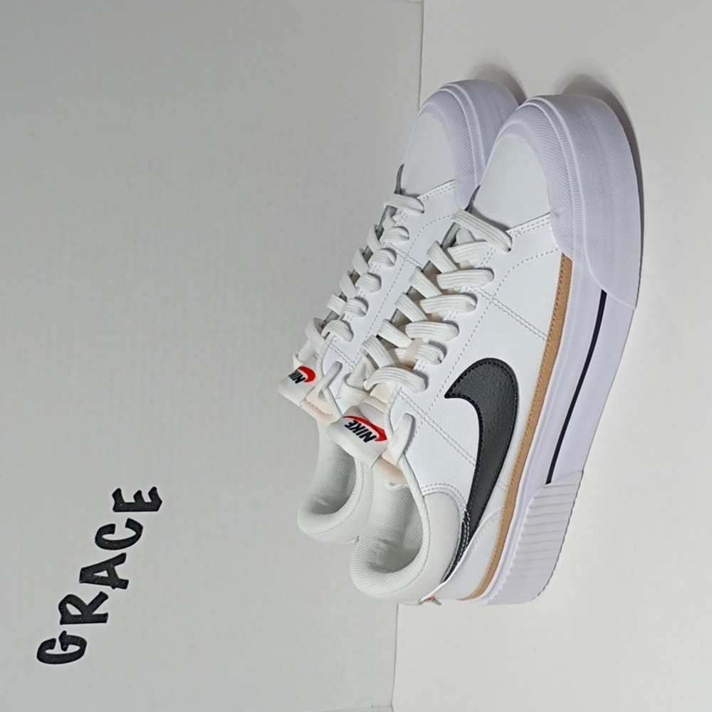 Nike White Black Gold Platform Athletic Shoes - Picture 2 of 13